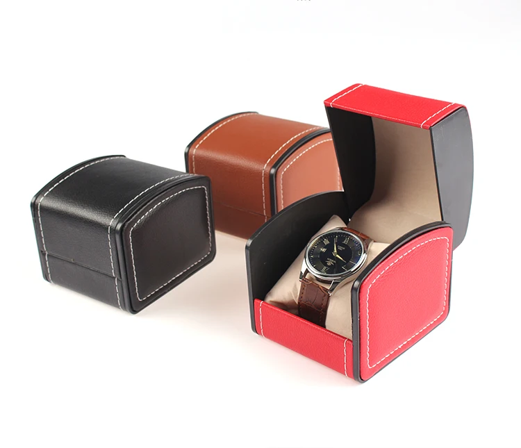 Faux Leather Square Watch Box Jewelry Watch Case Display Gift Box with Pillow Cushion watch box storing wrist watch protecting