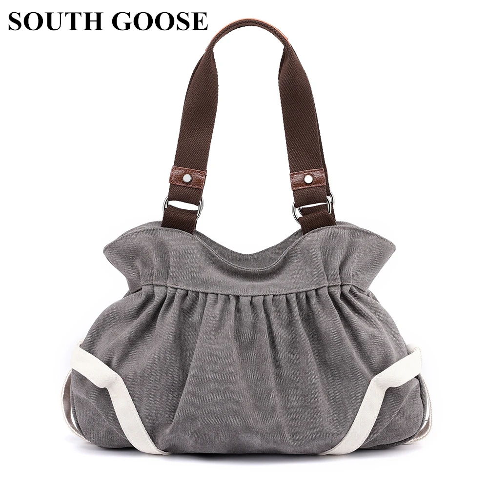 

SOUTH GOOSE Women Casual Canvas Bag Female Large Capacity Shoulder Bag Tote 2019 Luxury Brand Ladies Handbags Crossbody Bags