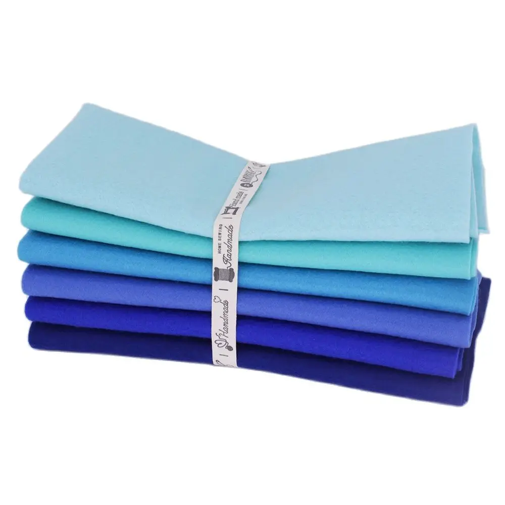 CMCYILING High Density Soft Felt Fabric For Handmade DIY Sewing Dolls Crafts ,Blue Non-Woven Set, Polyester Cloth