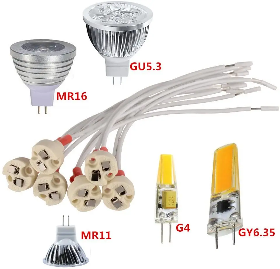 DIY 10PCS Ceramic Halogen LED Lamp MR16 G4 Mr11 G5.3 GY6.35 Socket Holder Base