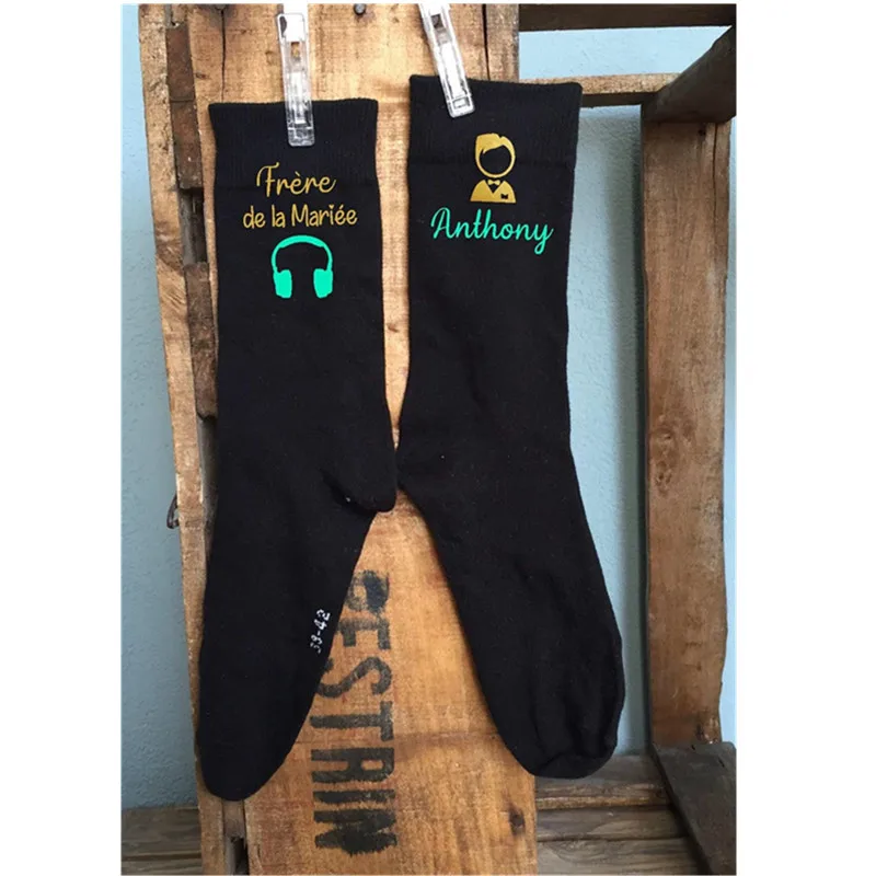 personalized Wedding Men Groom Best man Groomsman Letter Socks New styles Combed funny Cotton Dress Socks birthday unique gift