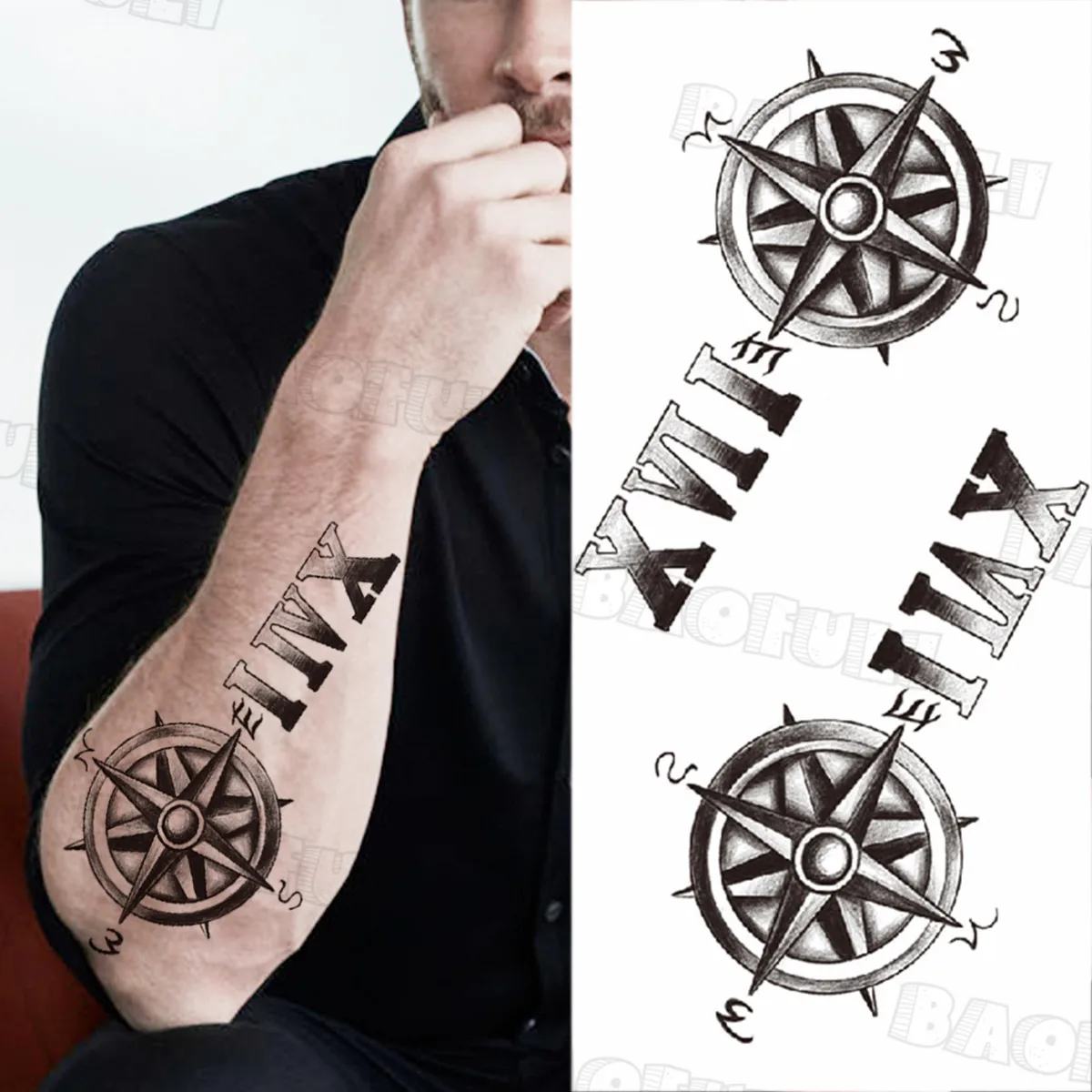 Tatouage temporaire ancre et boussole acheter à prix bas — livraison  gratuite, avis réels avec des photos — Joom, image size:1200x1200