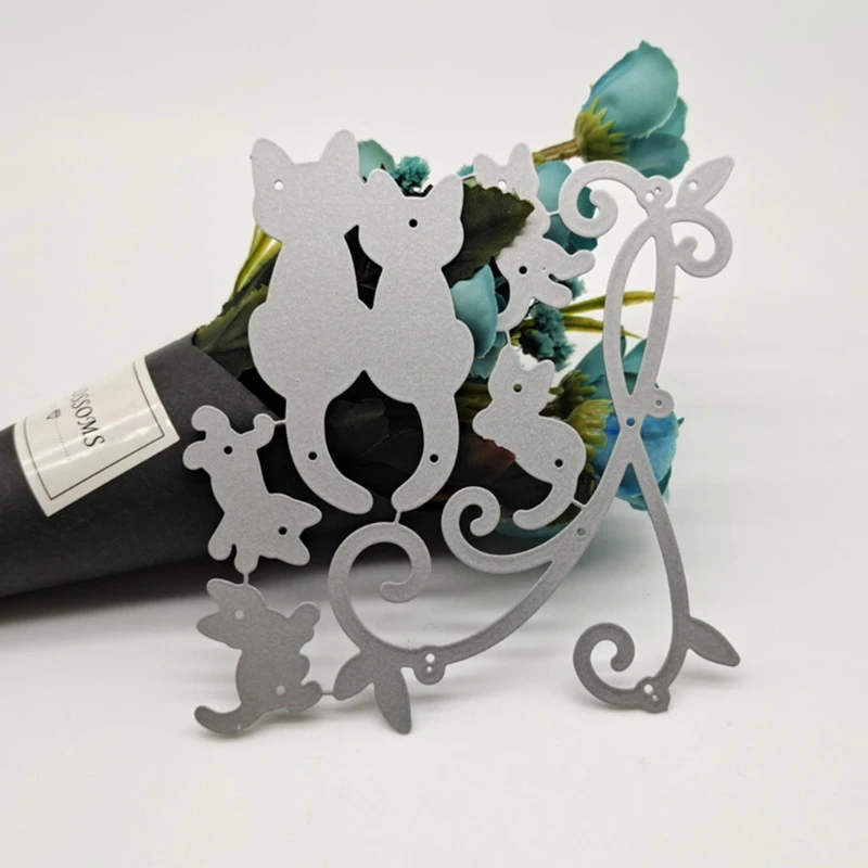 Troqueles De Metal Para Hacer Tarjetas, Pareja De Gatos En El Amante Del Jardin Troqueles De