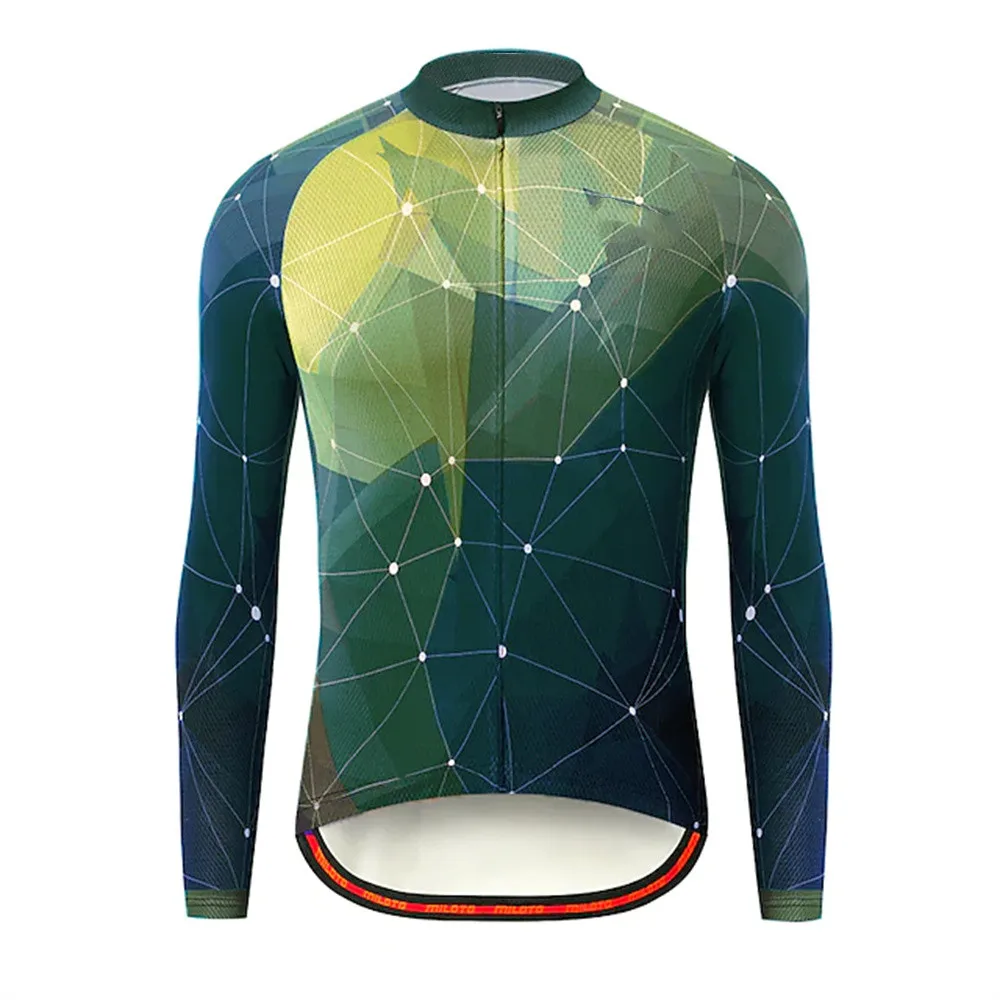 2021 New Design Quick-Dry Men Custom Polyester Sublimation Cycling Jersey Long Sleeve Jersey Riding Top Mountain Bike Hot Sale