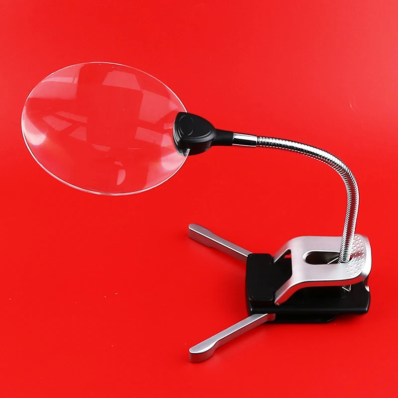 Loupe de bureau à Clip 2,5x10x, loupe à double usage avec lumière Led, loupe de lecture et d'entretien multifonction