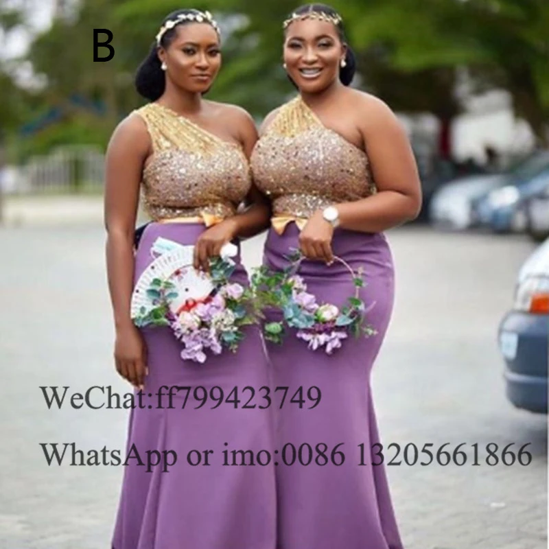 Vestidos de dama de honra lilás para mulheres africanas, vestido longo brilhante sereia, fora do ombro, vestido de casamento com laço, dama de honra