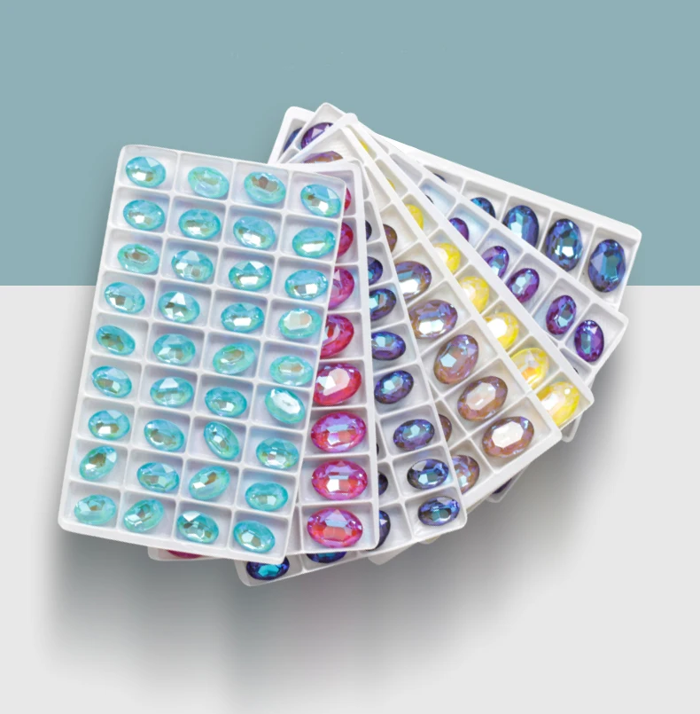 Astrobox wysokiej jakości owalny K9 Rhinestone kryształowy Nail Art Rhinestone przyszyć szklany kryształ Pointback Diy dodatki odzieżowe