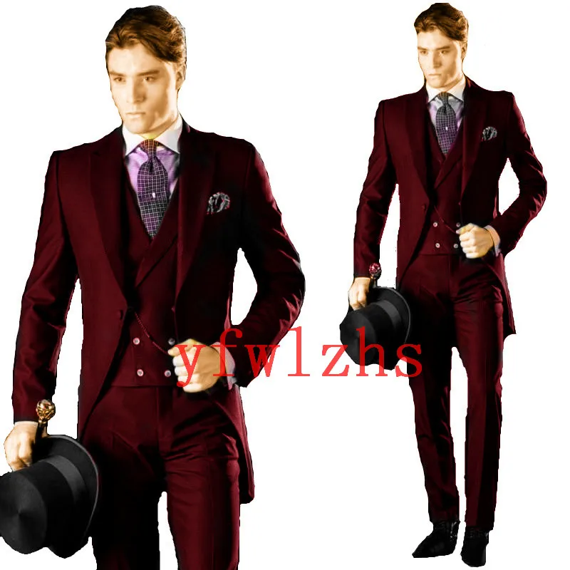 

Handsome One Button Groomsmen Peak Lapel Groom Tuxedos Men Suits Wedding/Prom Best Blazer ( Jacket+Pants+Vest+Tie) B200