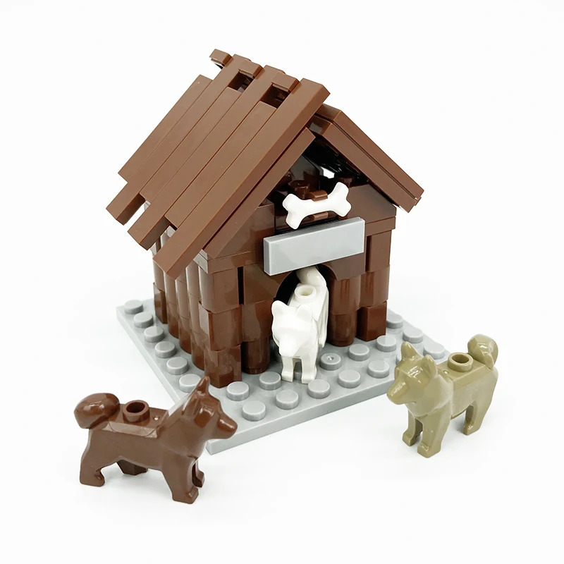 MOC Puppy Police Dog Pet Animal Hut Dog House Kennel House Hound Assembled Building Blocks Urban Scene Accessories