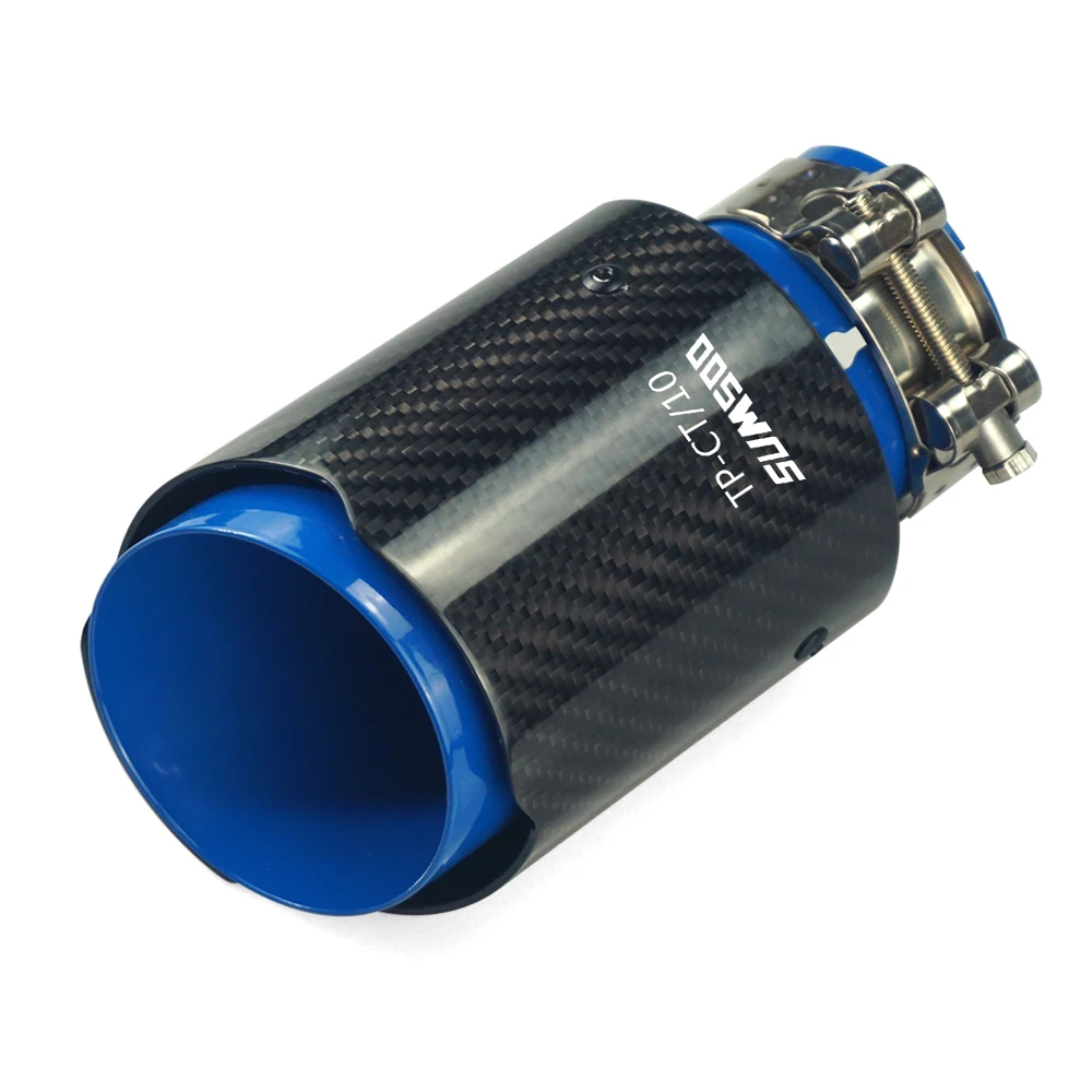 SUMSOO genuine red/blue stainless steel glossy carbon fiber car exhaust pipe  modified universal accessories muffler tail tip