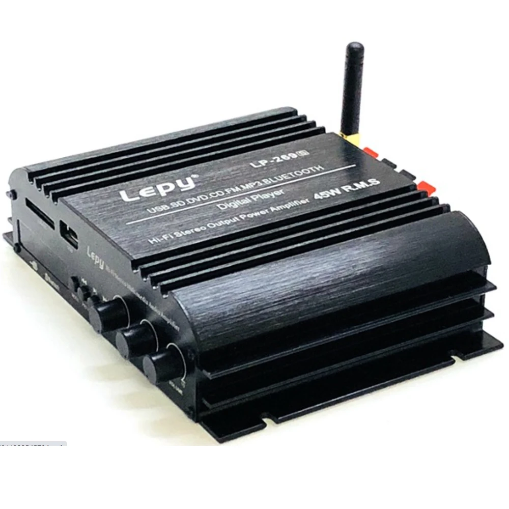 Bluetoothカーhifiアンプデジタルプレーヤー2CH 45ワットホームマルチメディアステレオオーディオパワーアンプサポートsd usb fm MP3 dvd cd