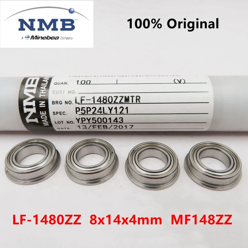 20pcs original NMB flanged bearing LF-1480ZZ MF148ZZ 8*14*4mm miniature flange ball bearings 1480 MF84 8x14x4 mm