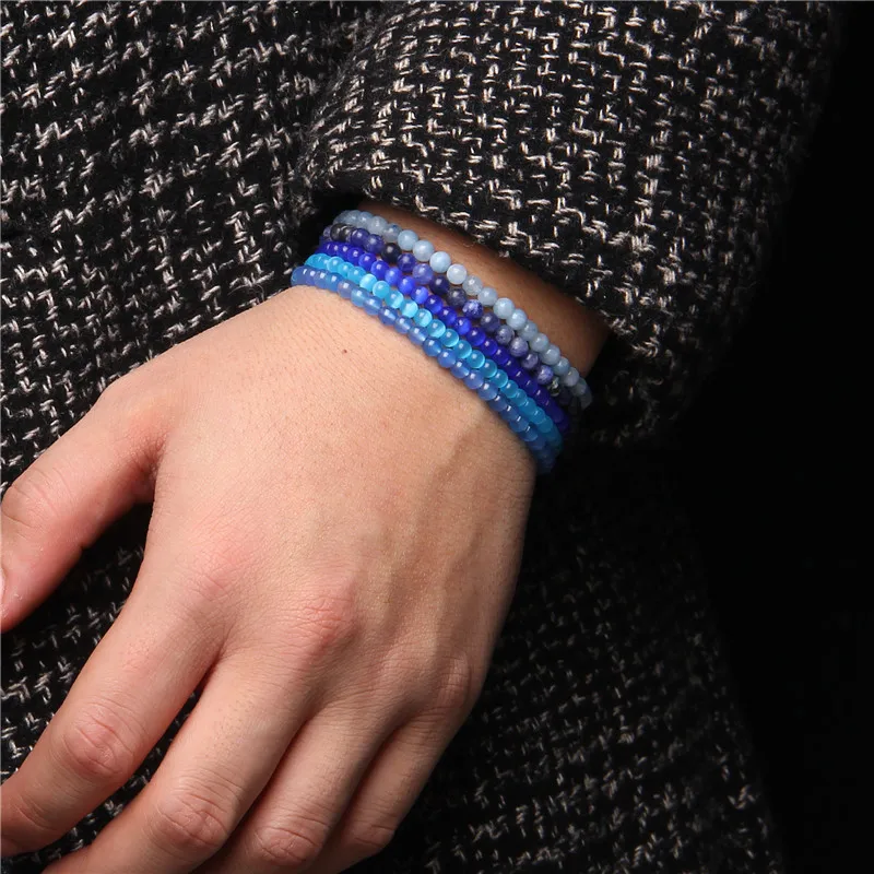 4MM Beads Stretch Bracelet Wholesale Natural Stone Bracelets For Women Men Agate Lava Tiny Bangle Handmade Reiki Simple Jewelry