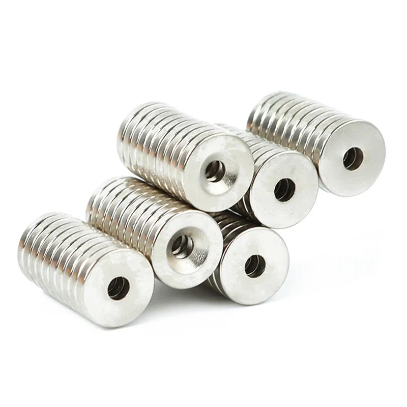 20/60/100Pcs 15x3 Hole 4mm N35 NdFeB Countersunk Round Magnet Super Powerful Strong Permanent Magnetic imane Disc With M4 screws