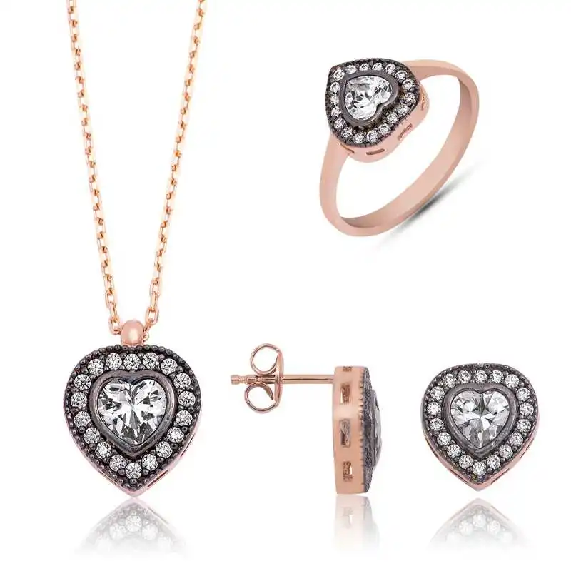 Silver Diamond Montür Heart Women 'S Set