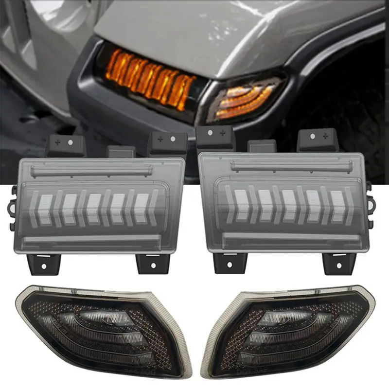 

For 2018 2019 Jeep Wrangler JL Sahara Rubicon Smoked LED Side Maker Lights Daytime Running Lights Amber Turn Signal Lamp