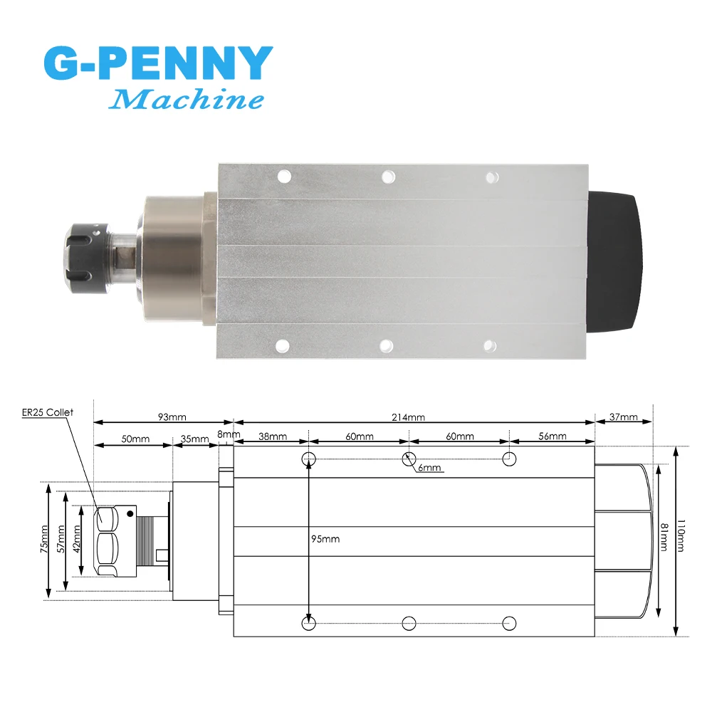 Imagem -04 - G-penny Er25 ar de Refrigeração do Eixo Rolamentos de Esferas de Cerâmica 0.01 mm Precisão Eixo Quadrado 220v 380v Pcs