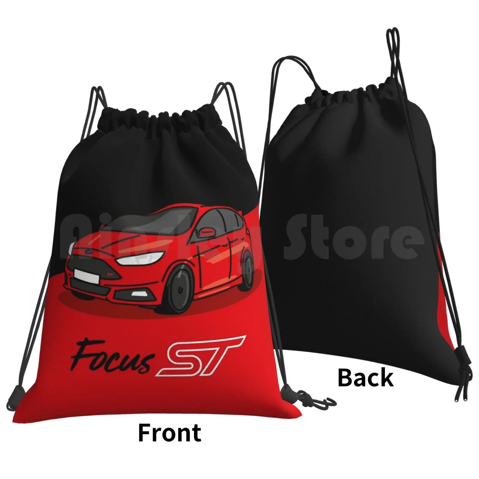 St-Red-Angled Sketch Backpack Drawstring Bag Riding Climbing Gym Bag St Performance Hot Hatch Sport Racing