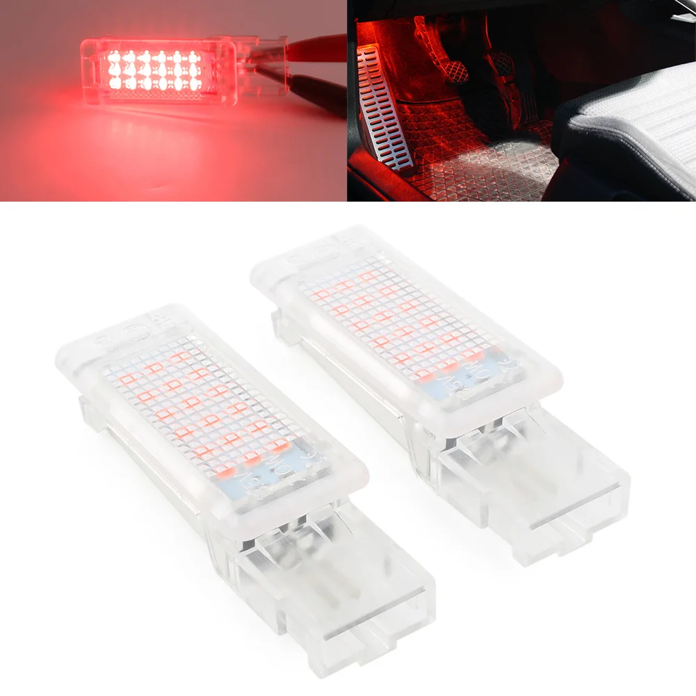 Car Footwell Light Lamp Red LED Lights for VW Golf MK5 MK6 Plus Jetta Passat CC EOS Scirocco For SKODA Superb Fabia etc. 2Pcs