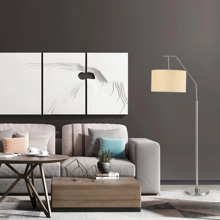 Modern Metal  Floor Lamp Modern E27 Floor Lamps Standing Simple Fabric Shade Standing Lamp Corner Light Reading Light
