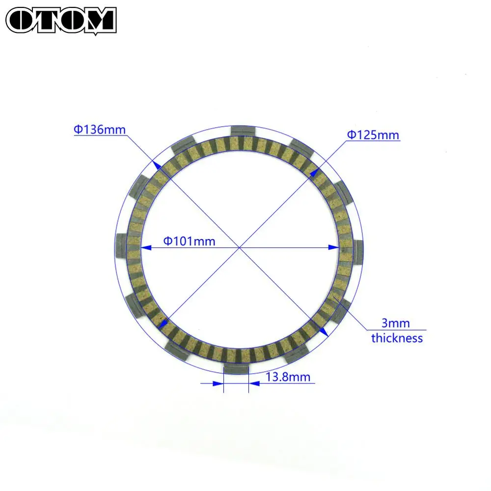 OTOM 8 Pcs 101mm Motorcycle Clutch Friction Plates Set 22201-KS6-700 For HONDA CR125R 2000-2007 CRF250R 2004-2007