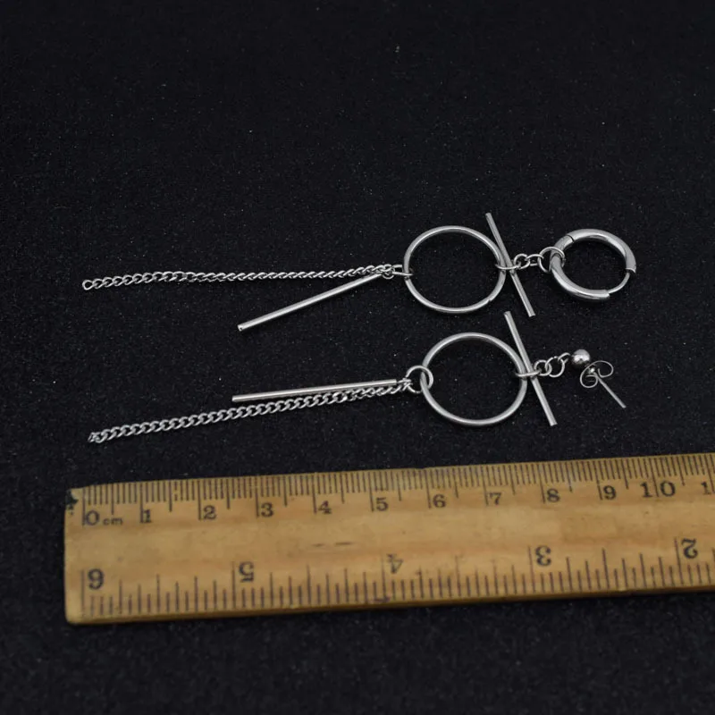 1Pair Tassel 2019 Korea Drop Earrings Pendant Drop male ear Accessories Fashion Wild Star Rings Asymmetrical male Earring Men