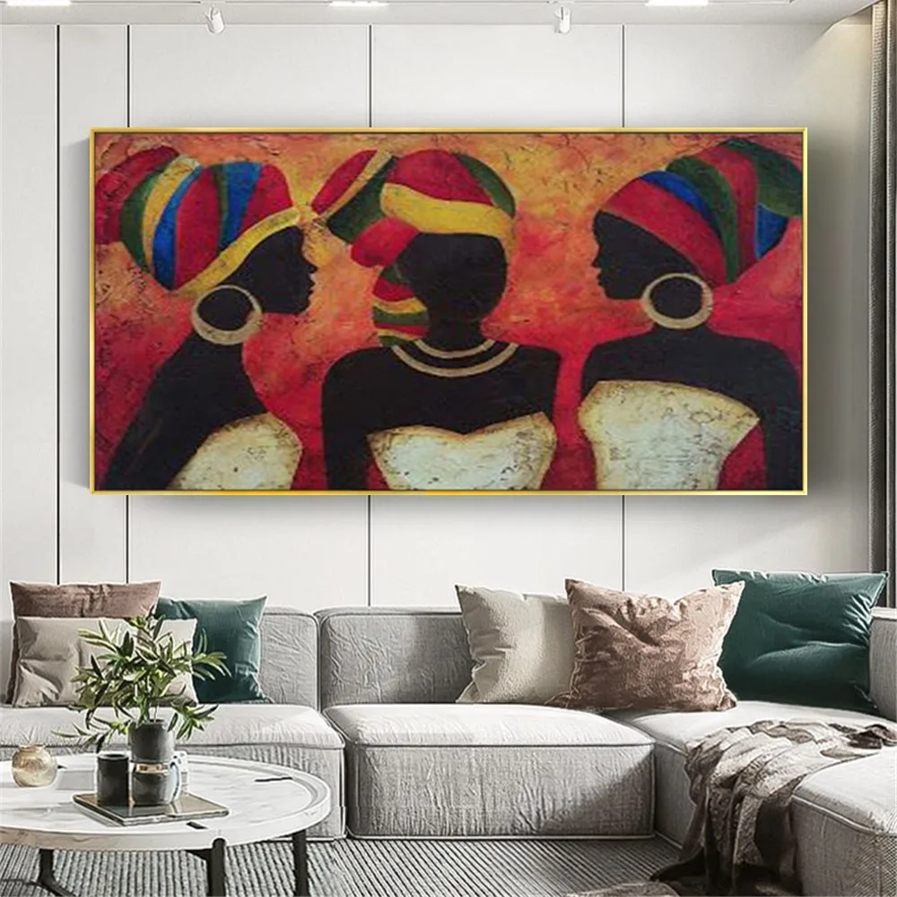 

Bohemian Figure Abstract Picture Handmade African Girls Oil Painting On Canvas Mural Decor Home Living Room Black Man Wall Art