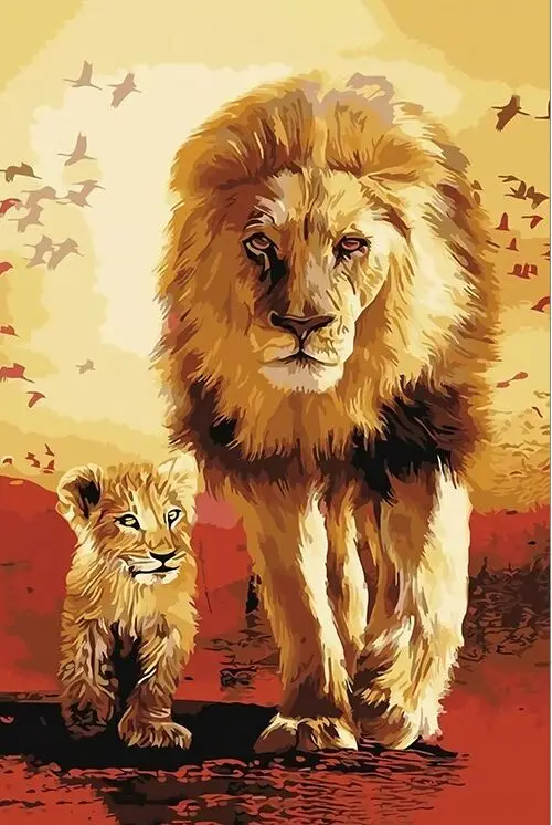 

Father and son lion The wooden puzzle 1000 pieces ersion jigsaw puzzle adult children's educational toys