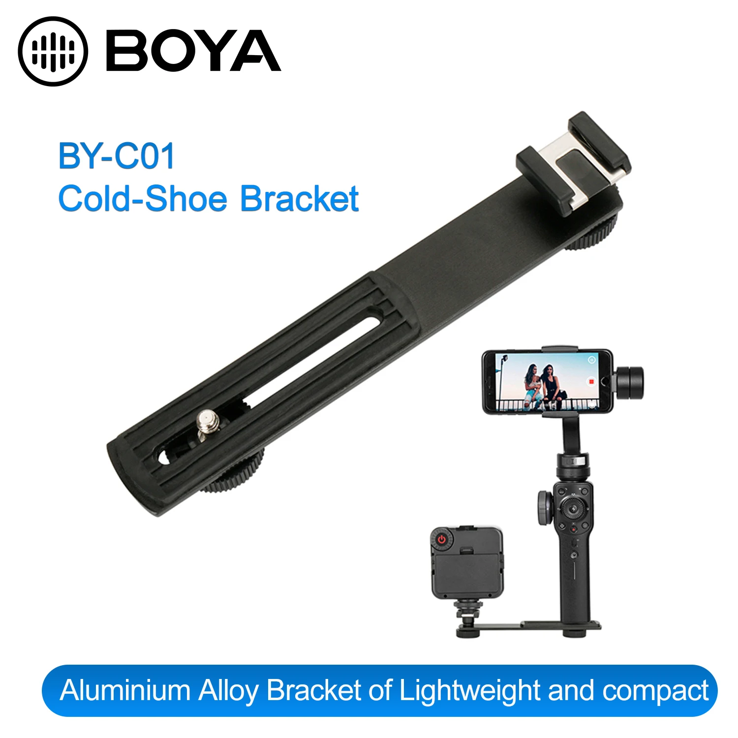 BOYA BY-C01 Aluminium Alloy Universal Bracket Additional Cold-Shoe and 1/4