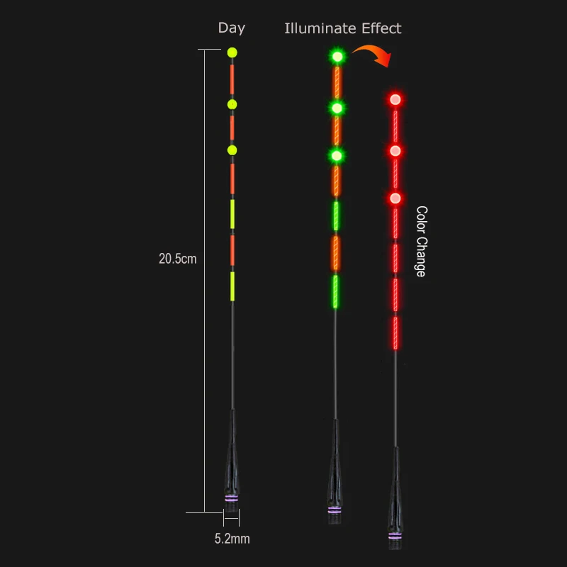 WLPFISHING 1PC Fishing Floats Antenna High Brightness Electric LED Luminous Floater Rechangeable Tails Night Fishing Bobbers
