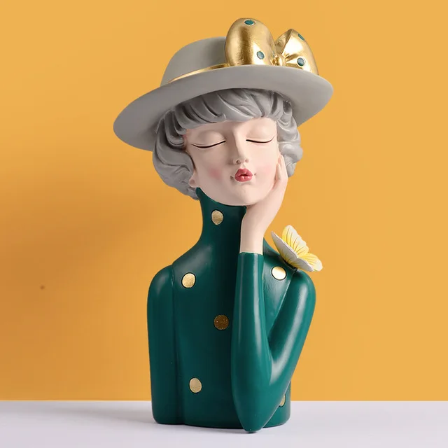 

Nordic Cute Girl Resin Vase Flower Arrangement Office Hotel Store Furnishing Crafts Home Livingroom Desktop Figurines Decoration