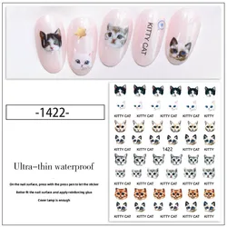 Autocollants animaux mignons pour la décoration des ongles, auto-adhésifs, chien, lapin, chat, conçus pour les enfants, curseur de pointe d'ongle, décalcomanie YJ062