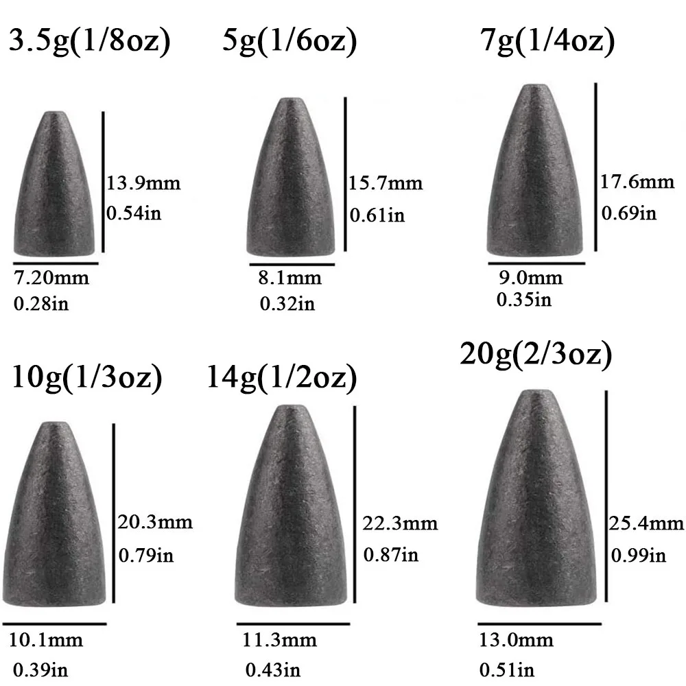 낚시 무게 싱커, 총알 싱커, 낚시 태클 액세서리, 3.5g, 5g, 7g, 10g, 14g, 20g, 10 개