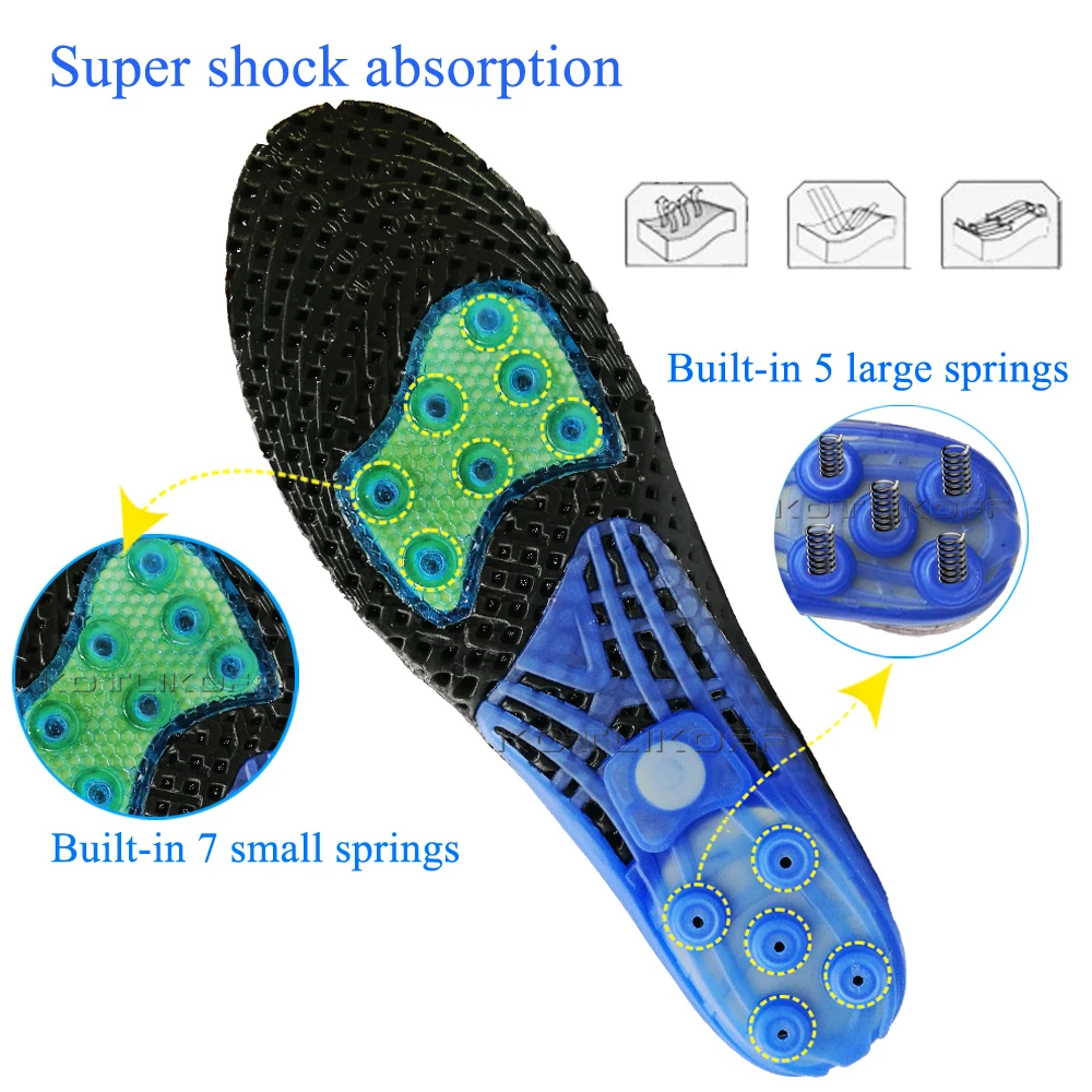 EVA Spring silicone orthopedic shoes sole Insoles For Super Shock Absorbant Elastic Sports Insole Foot Pain Relieve Shoe Insole