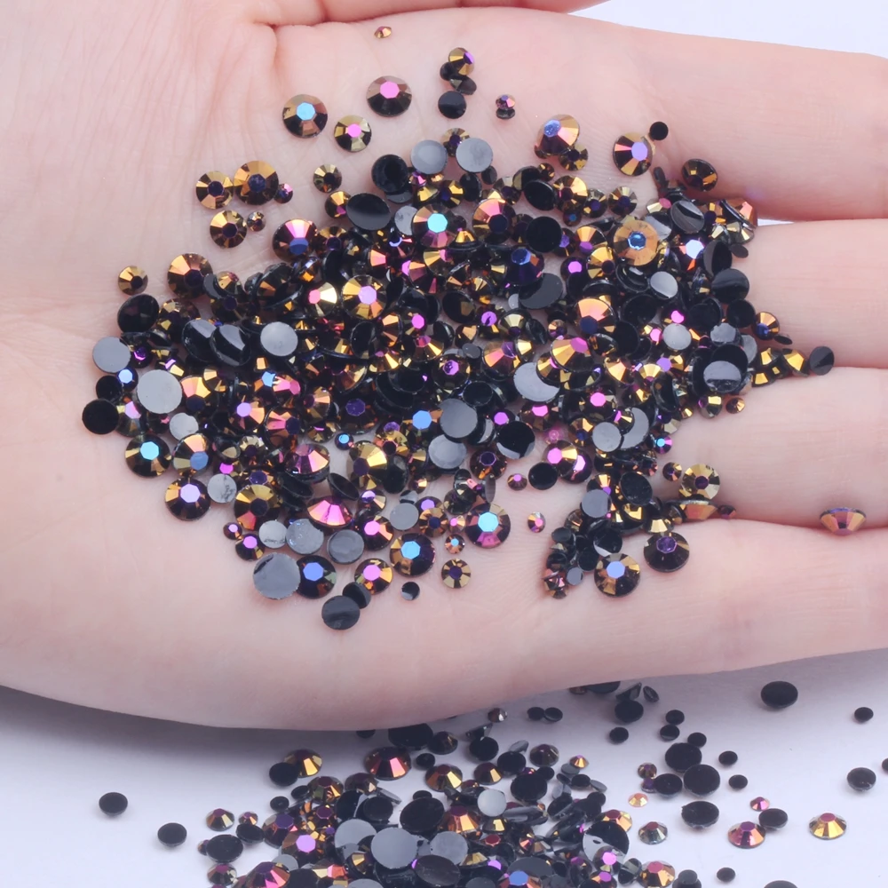 DIY Nail Gems 1000pcs 2 3 4 5mm Mixed Sizes Resin Rhinestones Flatback Round Glue On Non Hotfix Stones Appliques For Craft