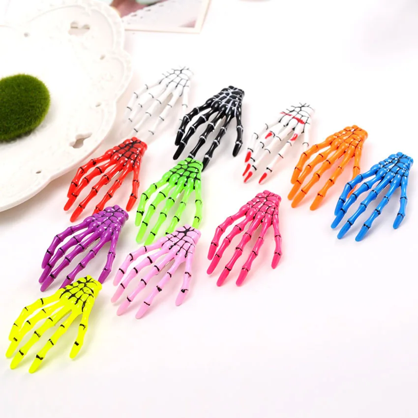 Creative Skeleton Skull Headwear Hair Clips Hand Bone Shaped Hair Claws Hairpin Hair Accessory Party Festival Hair Styling Tools