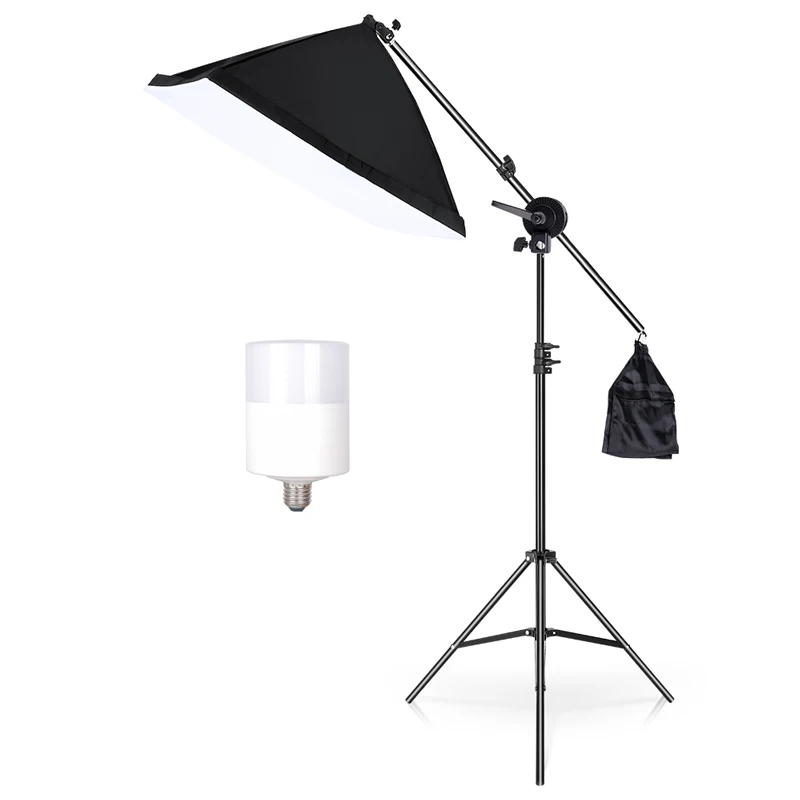 15W LED Continuous Lighting Studio Kit Boom Arm 50x70CM Softbox for Photography Lighting and Photo Vedio Shooting Equipment