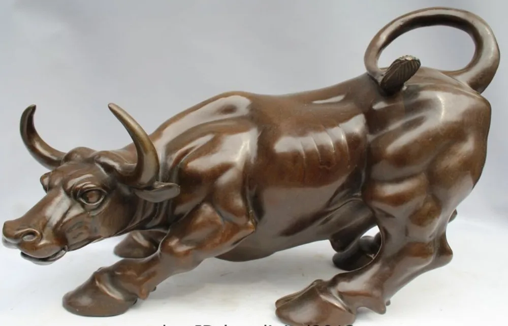 

WBY---618+++16"Chinese Art Copper Bronze Sculpture Animal Cattle Bull Ox Cow Statue Figurine