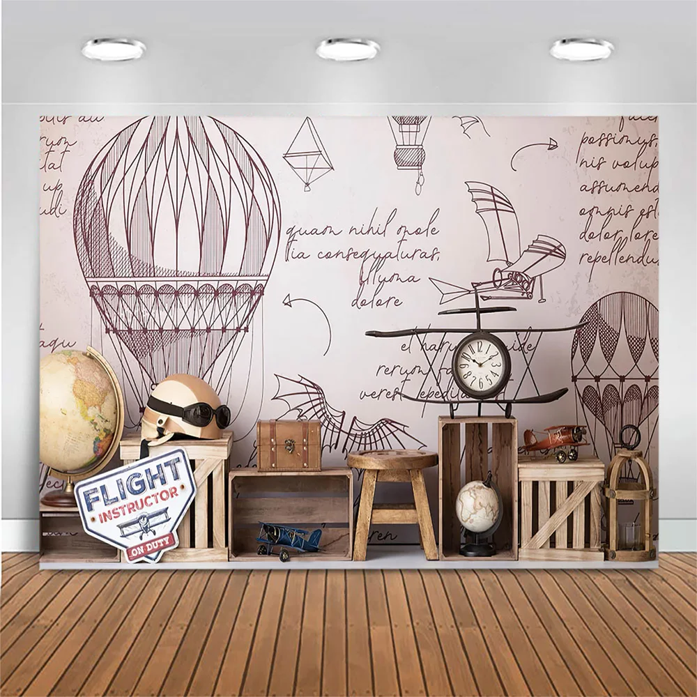 

Mocsicka Adventure Theme Newborn Baby Shower Backdrop Hot Air Balloon Flight Kids Portrait Photography Birthday Photo Background