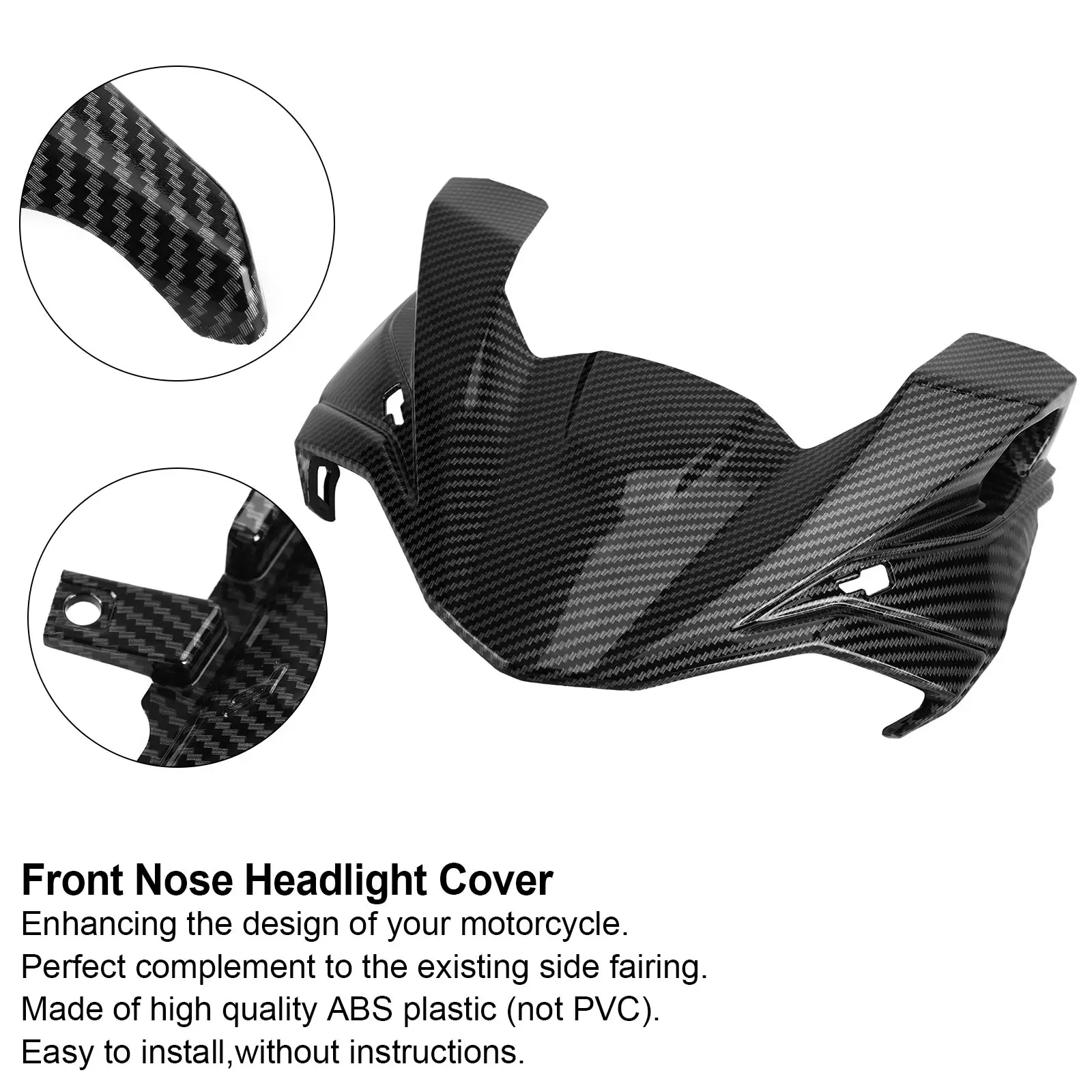 Topteng Carbon Front Nose Headlight Cover Surround Fairing For Kawasaki Z650 2017-2019 Motorcycle Accessories