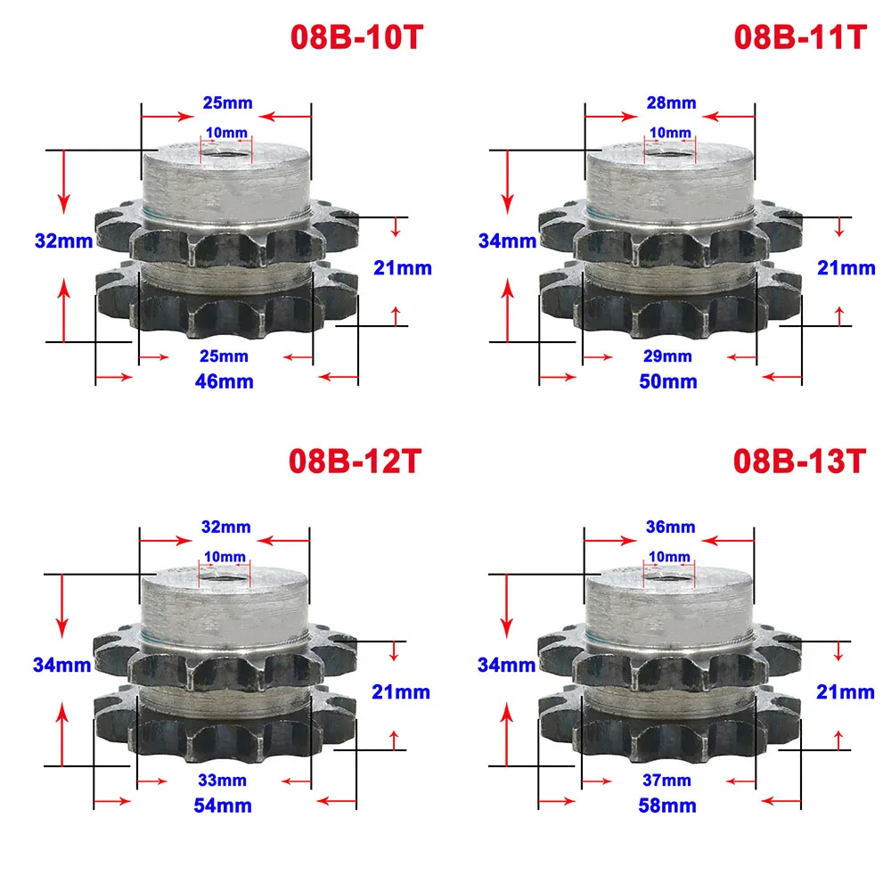 1Pcs 08B 10 Teeth To 27 Teeth Double Row Sprocket Wheel Chain Gear 45 Steel