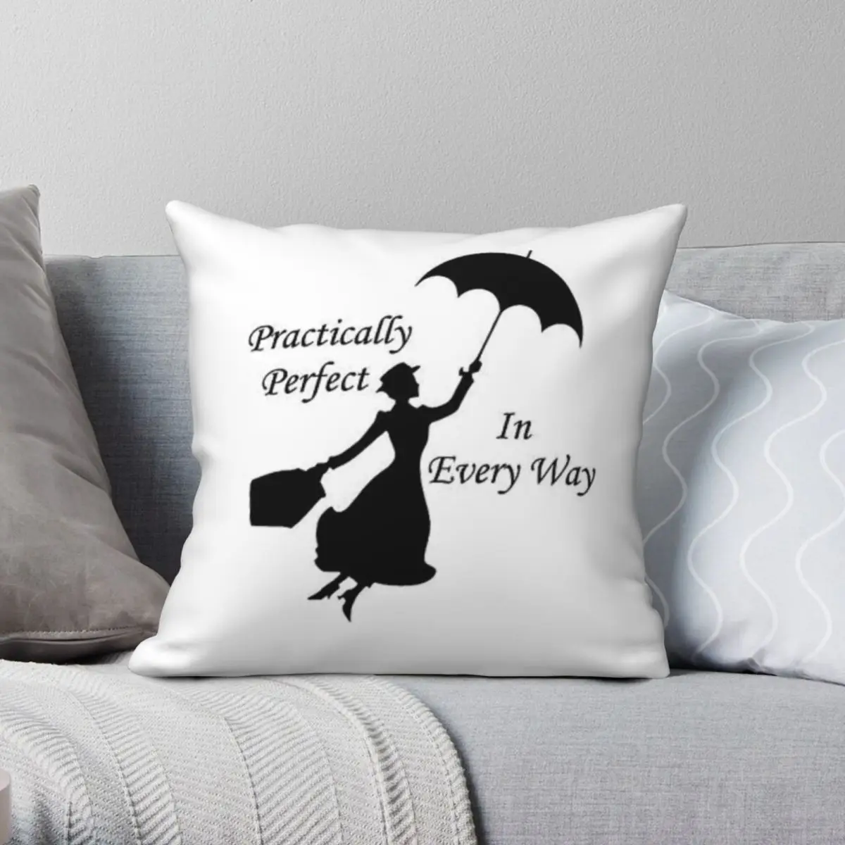 

Mary Poppins Practically Perfect Pillowcase Polyester Linen Velvet Creative Zip Decor Pillow Case Home Cushion Cover 45x45