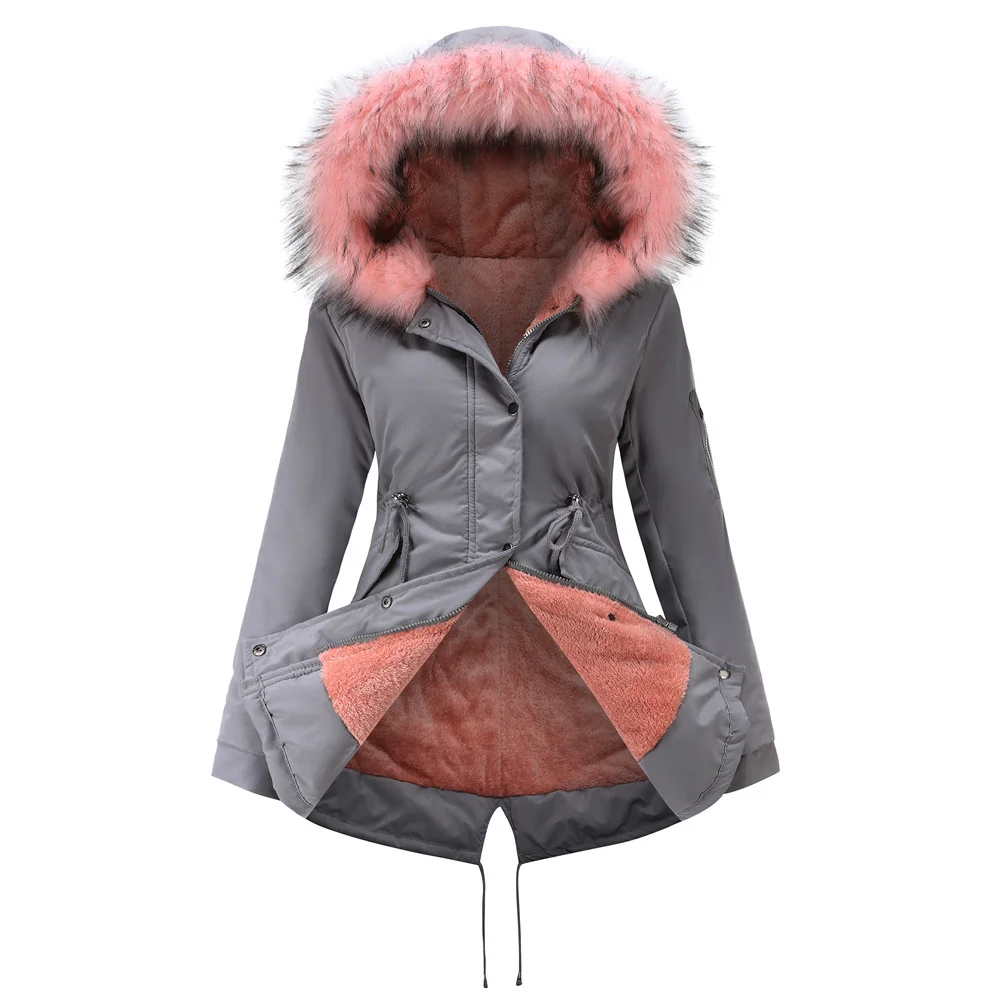 New Plus Size Winter Clothes Women's Hooded Faux Fur Jacket Thick Warm Plus Velvet Outwear 2024 Parkas Female Padded Coats