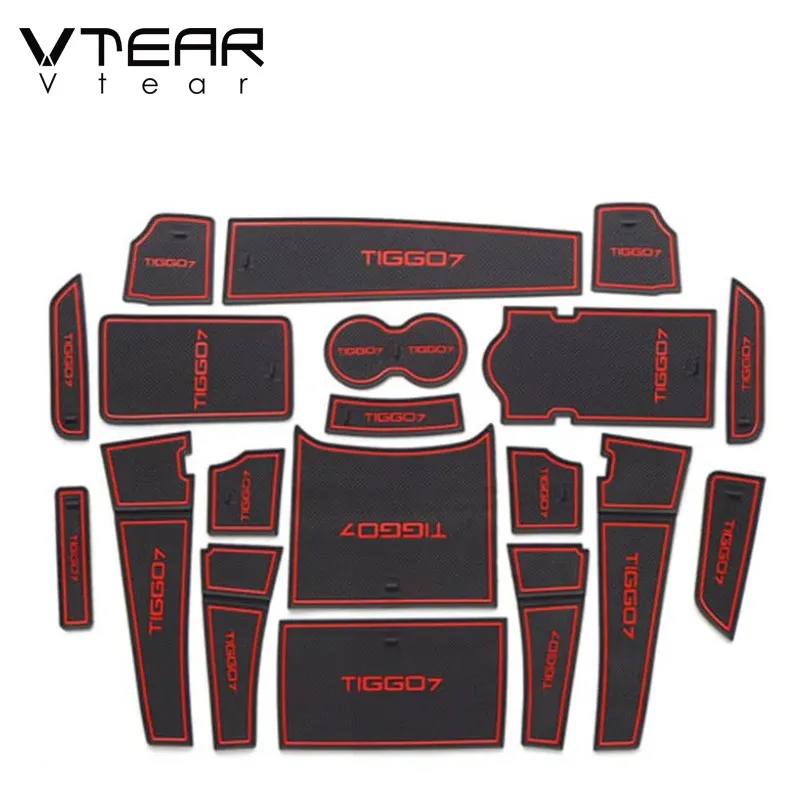 Vtear Car Door Slot Non-Slip Pad Decoration Interior Cup Holder Mat Accessories Parts For Chery Tiggo 7 Pro Xcite x-cross 7 2022