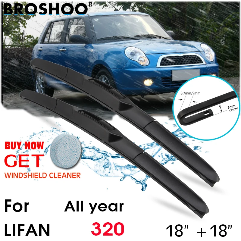 

Car Wiper Blade Front Window Windscreen Windshield Wipers Blades J hook Auto Accessories For Lifan 320 18"+18" All year