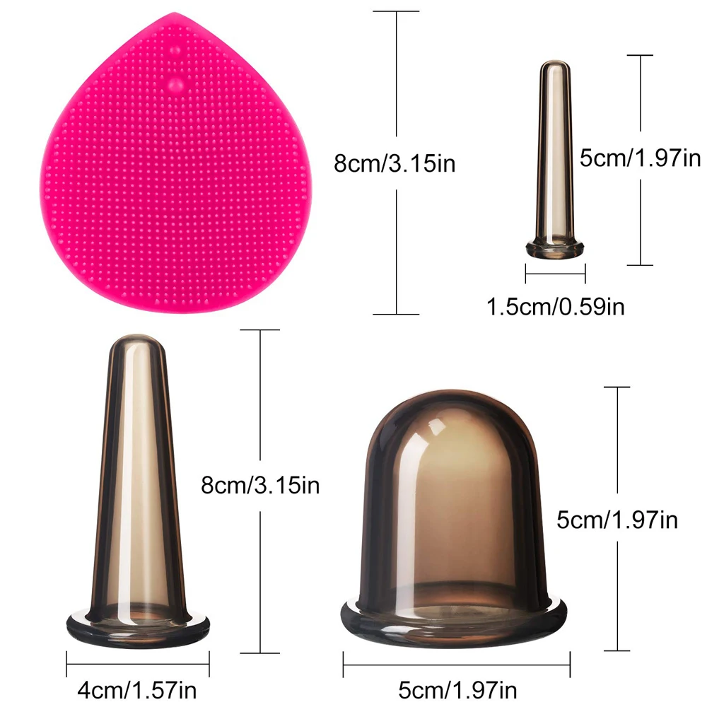7Pcs Cupping Facial Set for Face Eye Cupping Massage, Facial Cupping Set Silicone Cups with Exfoliating Brush for Face Neck Skin