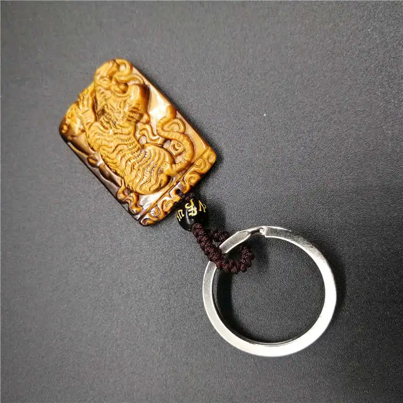 Natural tiger eye pseudocrocidolite tiger KeyChain Men crystal KeyChain lucky accessories transhipped KeyChain 4