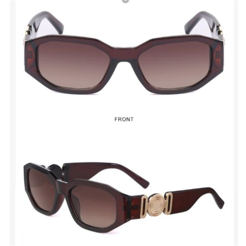 

2023 new laWholesale sale of hip-hop glasses for men and women Polygonal brown frame Metal fittings tawny UV400 Beach novel pers