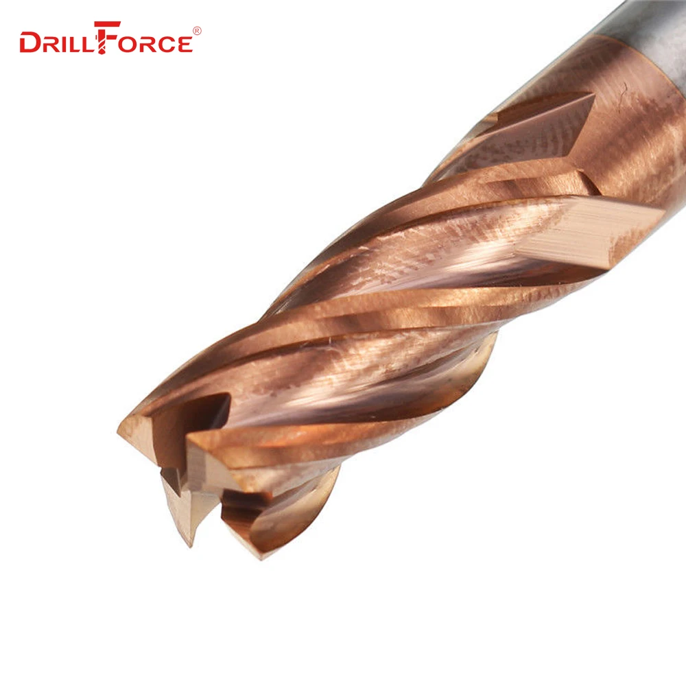 Drillforce HRC55 Carbide End Mill 1-9mm 4 Flutes Milling Cutter Alloy Coating Tungsten Steel Cutting Tool CNC Maching End Mills