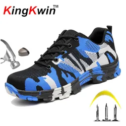 2021 New Breathable Men Safety Shoes Steel Toe Non-Slip Work Boots Indestructible Shoes Puncture-Proof Work Sneakers Men